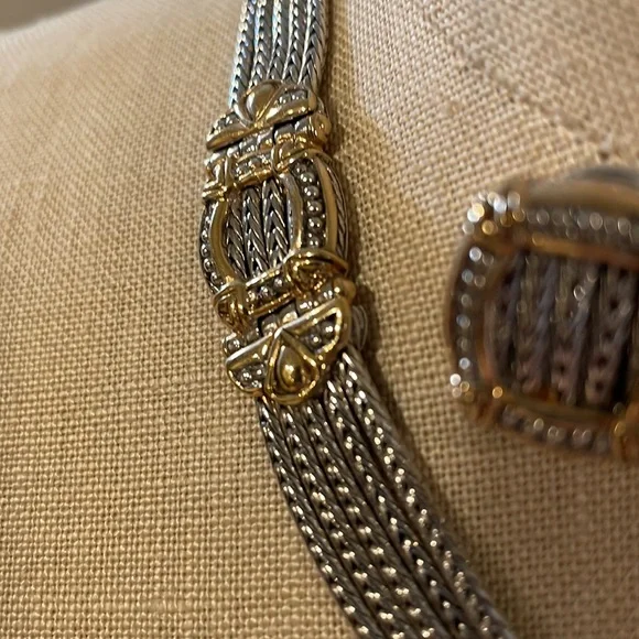 John Medeiros five strand two tone Necklace 16” and matching earrings - Picture 5 of 7